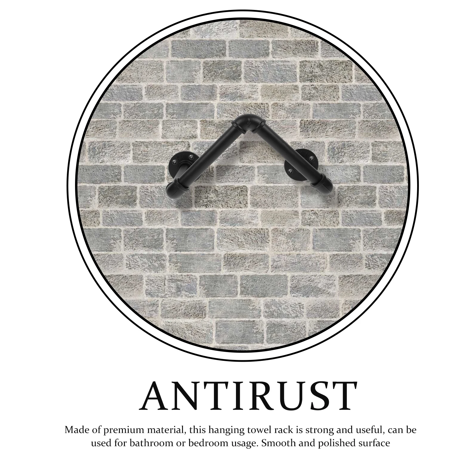 

Wall Mount Metal Towel Holder Black Storage Rack Hanging Industrial Durable Easy Install Space saving Home Garden