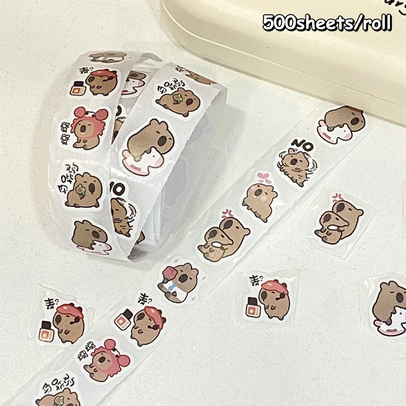 500Sheets Fashion Trend Cute Cartoon Capybara Sticker Creative Kawaii Water Cup Guitar Phone Case Decor DIY Sticker Kid Sticker