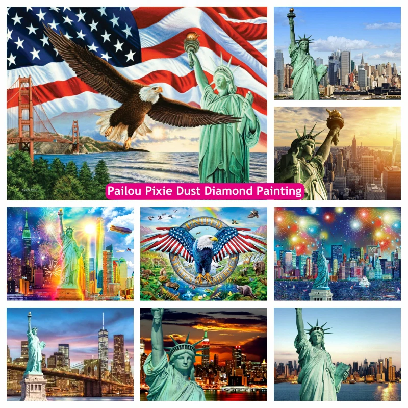 

Statue Of Liberty New York City Landscape AB 5d Diamond Painting Manhattan Skyline Art Cross Stitch Mosaic Home Decor