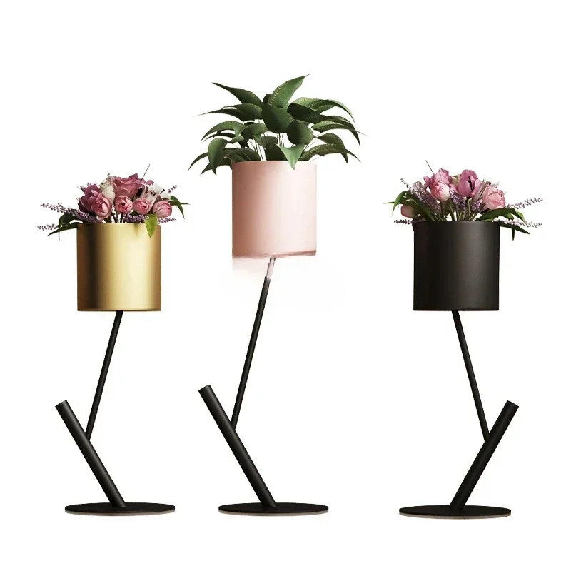 Nordic Simple Plant Shelves Creative Outdoor Furniture Living Room Indoor Floor-to-ceiling Light Luxury Iron Flower Pot Stand