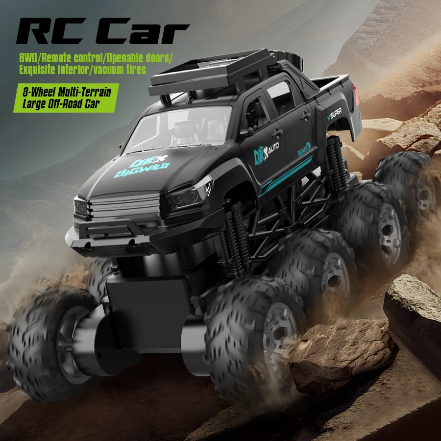 JJRC Q166 8x8 2.4G Rc Off Road Trucks Large Eight Wheel Multi Terrain Climbing Armored Vehicle Electric Toy Cars Prezent urodzinowy