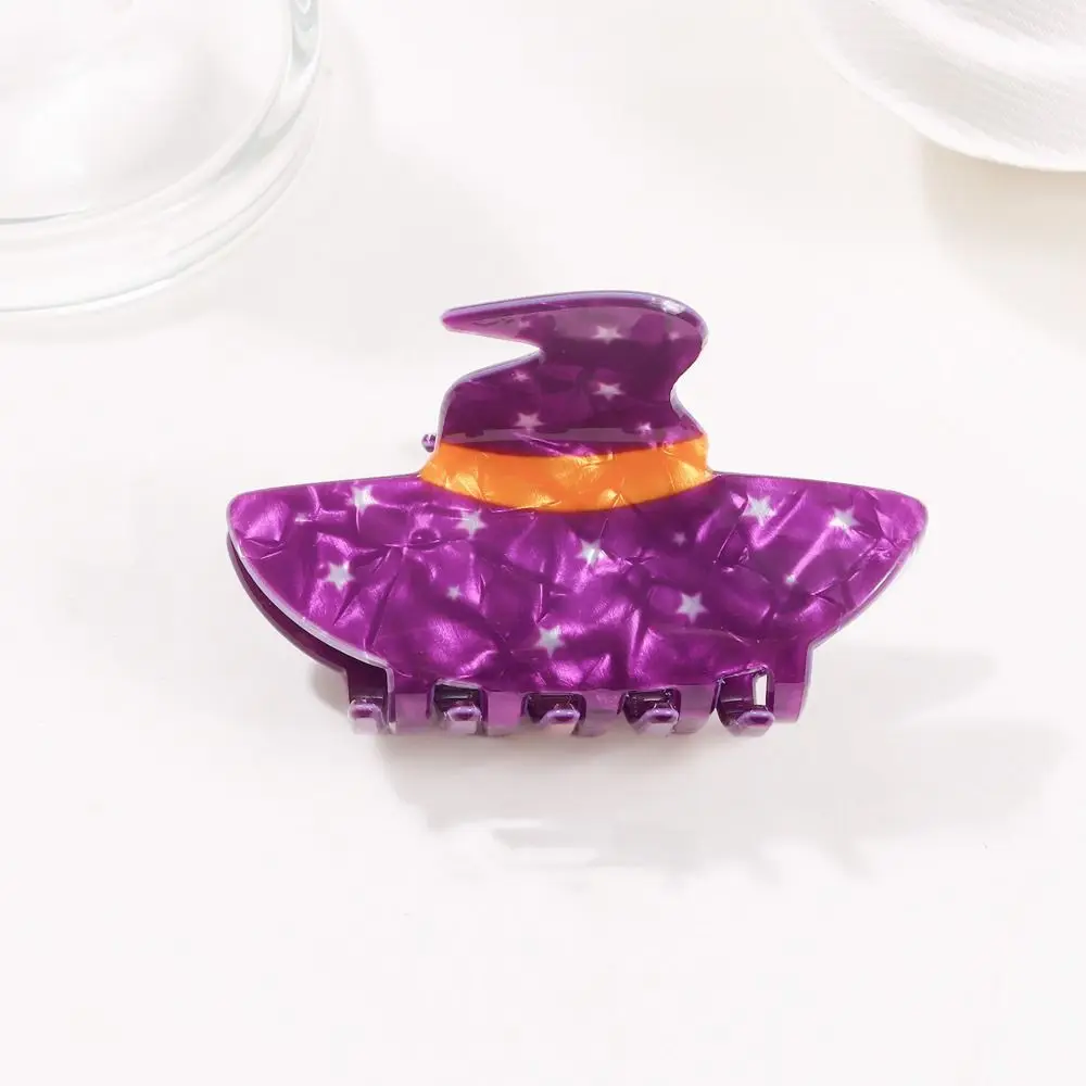 Headwear Funny Halloween Hair Claw PVC Hat Shape Pumpkin Themed Gripper Hair Crab Clip Spider Skeleton Shark Clip Women