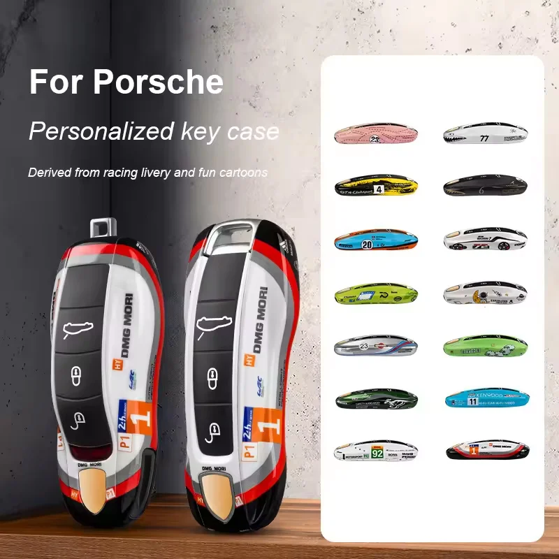

For Porsche Panamera 92A Cayenne 95B Macan Cayman 718 Boxster 911 Taycan 2014-2025 Car Grello Painted Key Case Cover Trim Shell