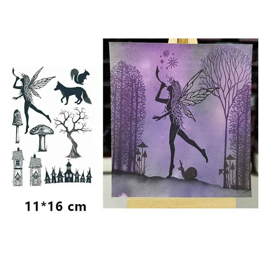 

Fairy fox Clear Stamps Tranperant Silicone Stamp for Card Making Album Photo DIY Scrapbooking Decorative Crafts Supplies