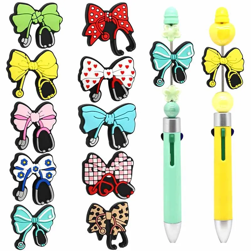 

5/10PCS Focal Beads Silicone Bowknot Medical Care Jewelry Making DIY Keychain Pendant Handmade Necklace Brooches Accessory