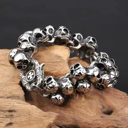 Gothic Death Head Cross Skull Bracelet Mens Punk Motorbike Bike Ride Rock Party Jewelry Halloween Gifts