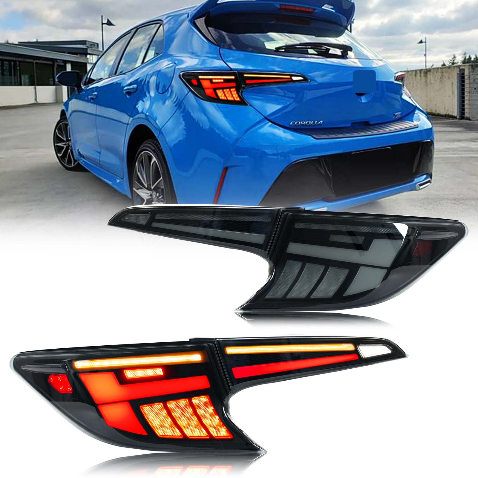 

LED Tail Lights Assembly for Toyota Corolla Hatchback 2019-2025 Animation Sequential Turn Signal Trunk Rear Brake Lamps