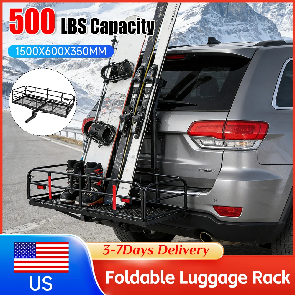 

500 LBS Capacity Hitch Cargo Carrier 60x24x14in Fits 2inch Receiver with Stabilizer Ebike Rack for Truck SUV Van RV Camping New