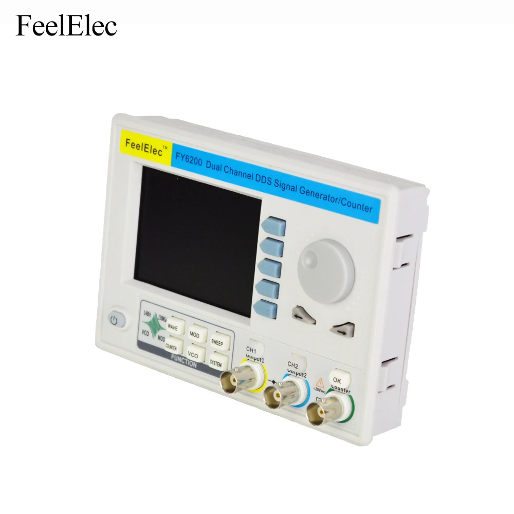 FeelElec إشارة مولد DDS الموجي التعسفي FY6200-60M إشارة مصدر التردد عداد ثنائي القناة