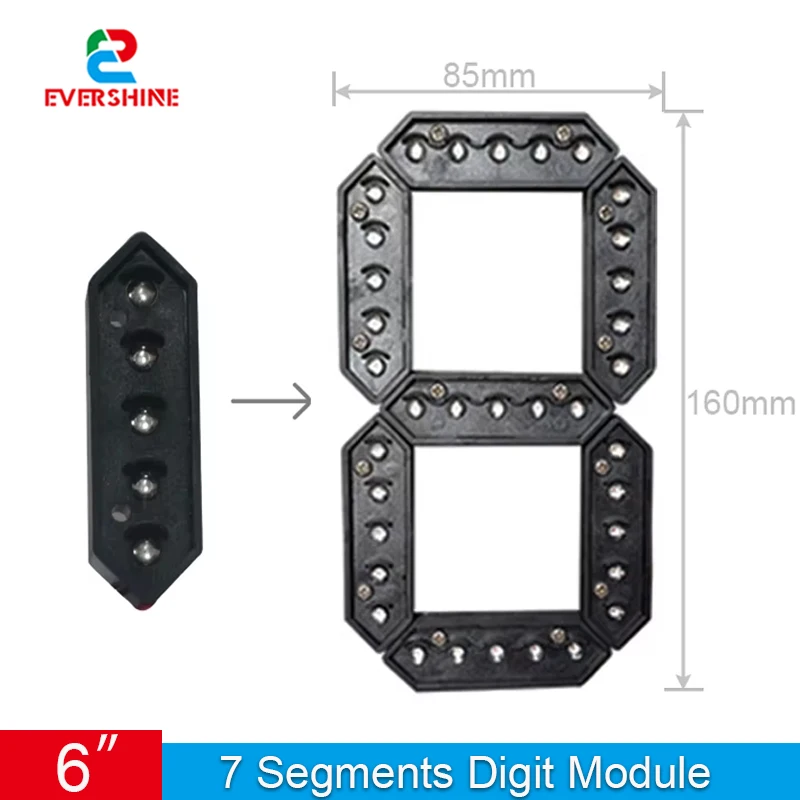 6 Inch 7 Segment LED Number Module for Gas & Diesel Price Display Outdoor Digital Signage Red Green White Yellow Color