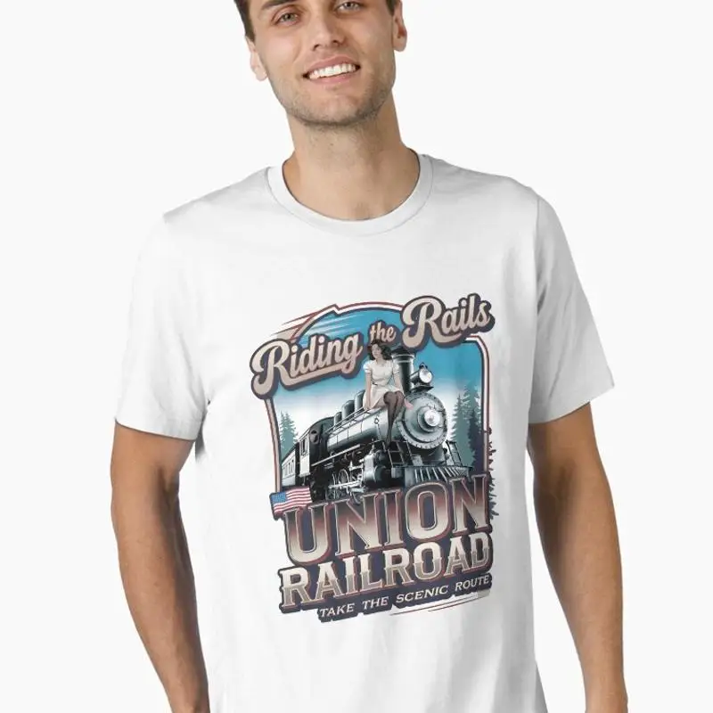 Union Railroad Riding The Rails Union Pacific Railroad Polar Express Riding The Train American Train Essential T-Shirt