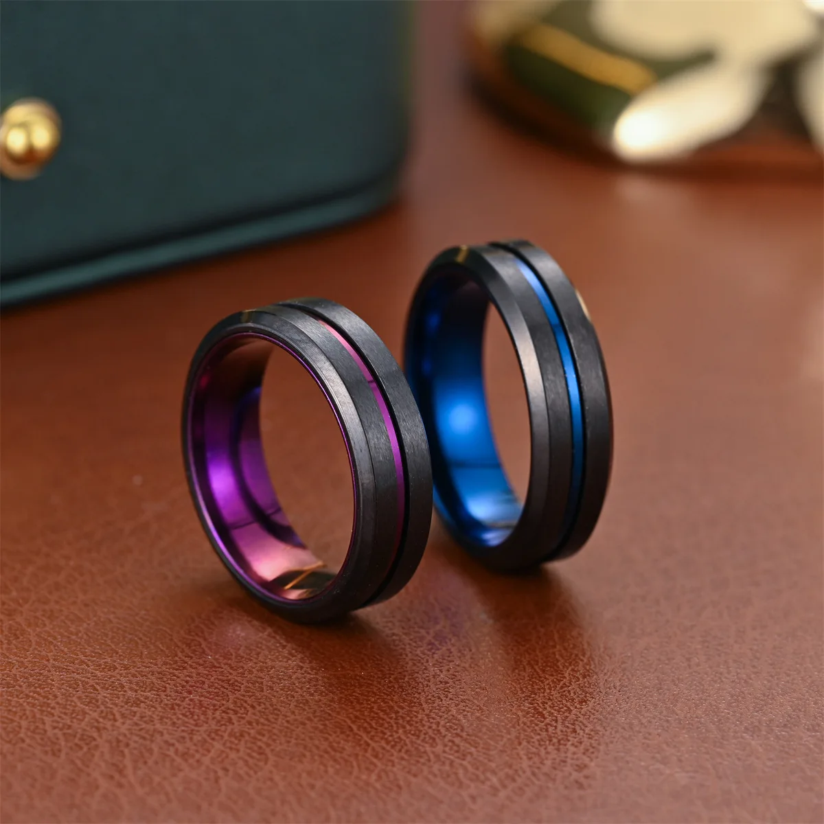 بسيطة 6 مللي متر خاتم من الفولاذ المقاوم للصدأ الأسود للرجال سحر العصرية الأخدود خواتم الخطبة مجوهرات اكسسوارات هدايا بالجملة #6