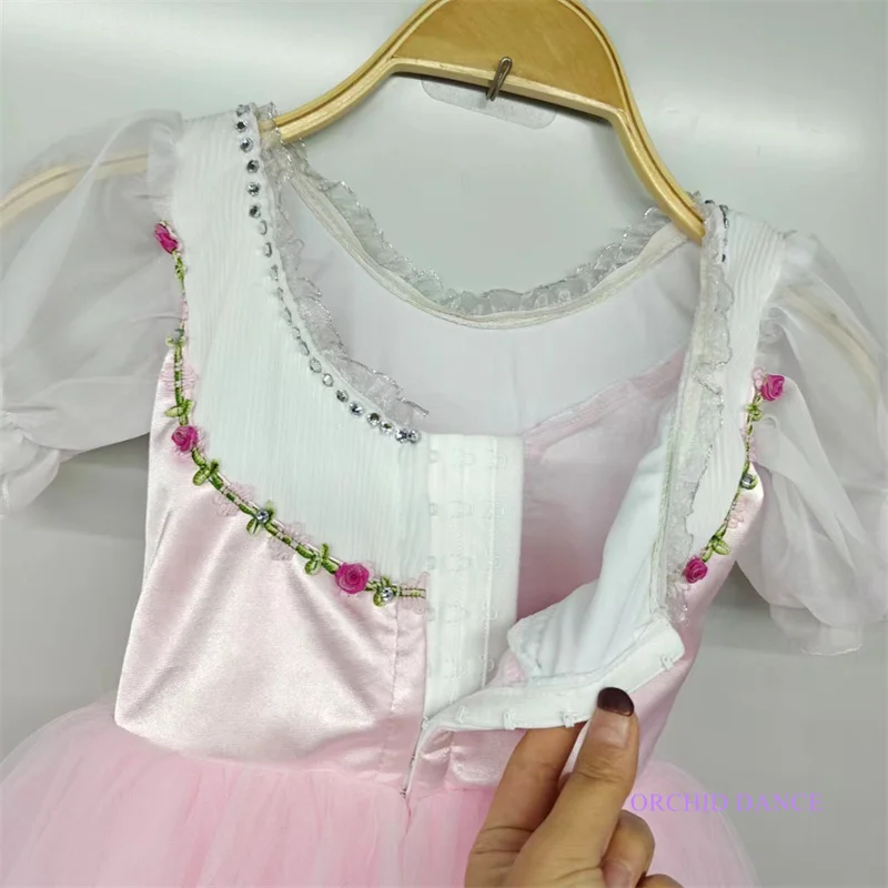 Profissional tamanho personalizado crianças meninas palco dança desempenho wear trajes rosa vestido de balé lírico