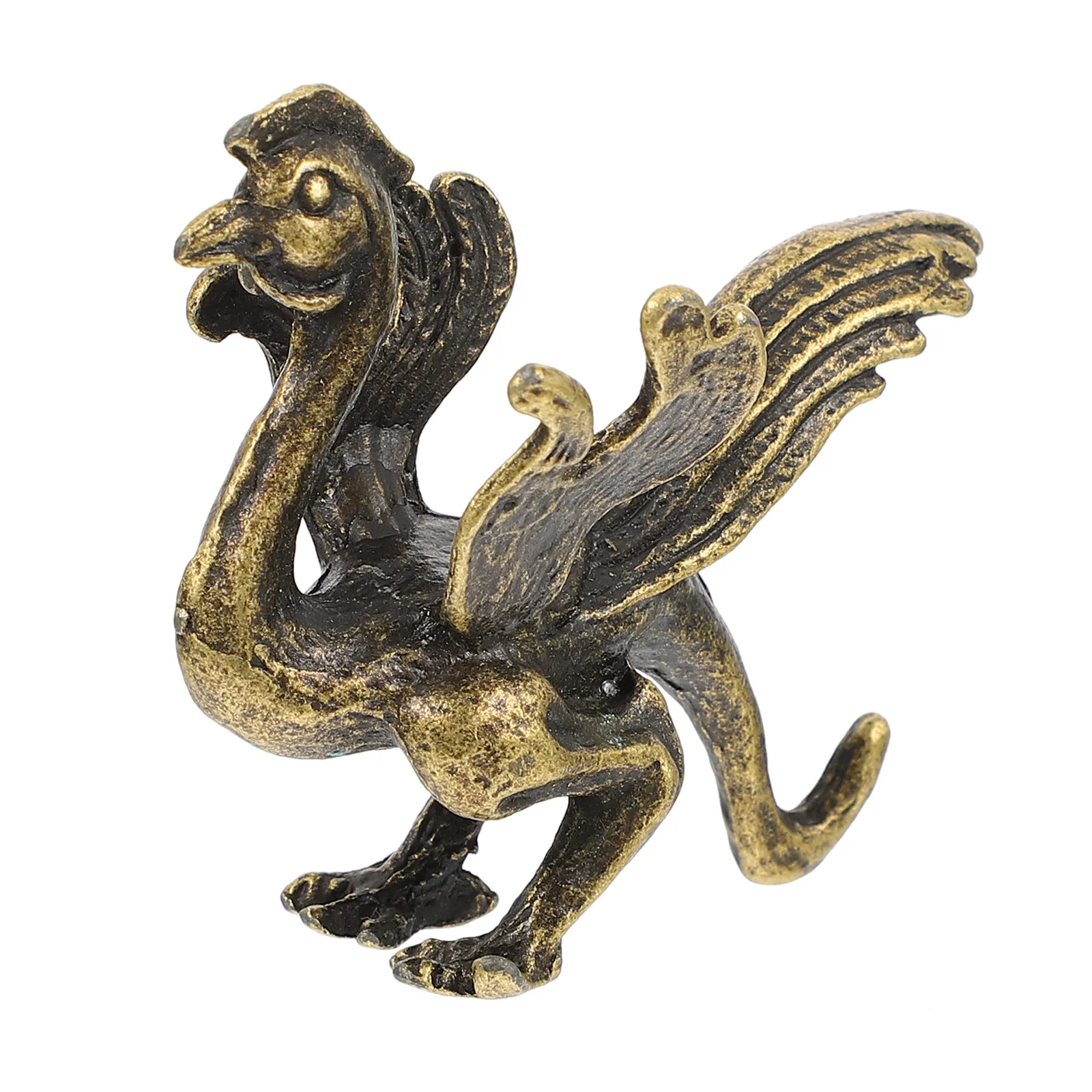 

1pc Phoenix Brass Desktop Car Interior Decoration Ornament Delicate Craft Home Office Decor Garden Adornment Animal Statue