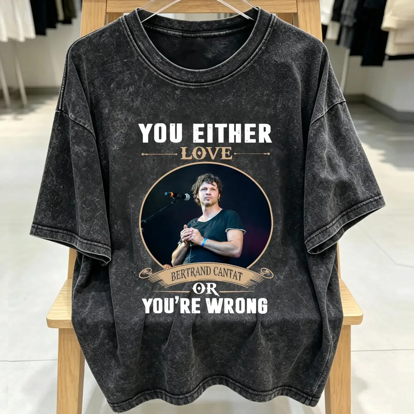 washed T Shirt YOU EITHER BERTRAND CANTAT vintage Washed Comfortable homme Soft Unisex Versatile Stylish graphic streetwear