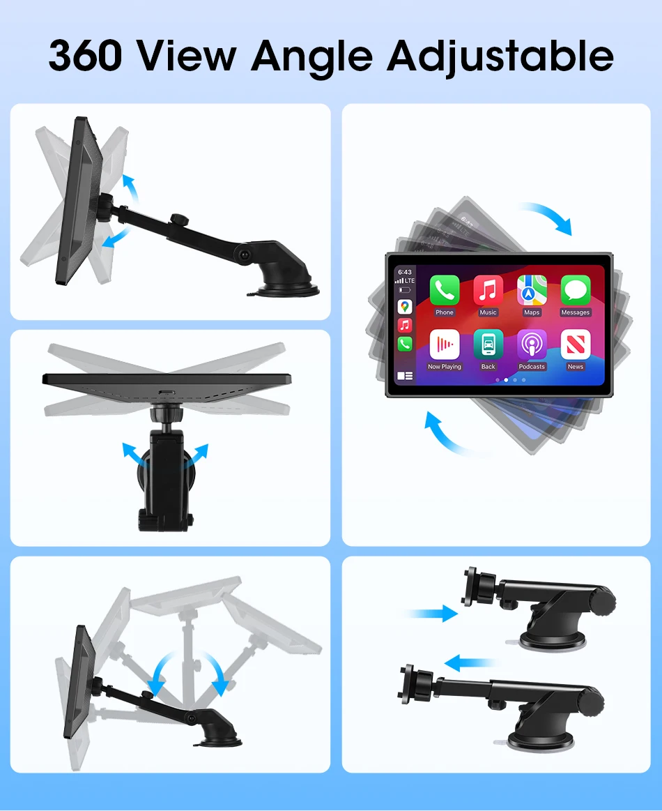 Jansite 9-Zoll-Autoradio mit vertikalem Bildschirm, Multimedia-Videoplayer, kabelloses Carplay, Android Auto, magnetische Halterung, Auto-Monitore, GPS – Detail 18