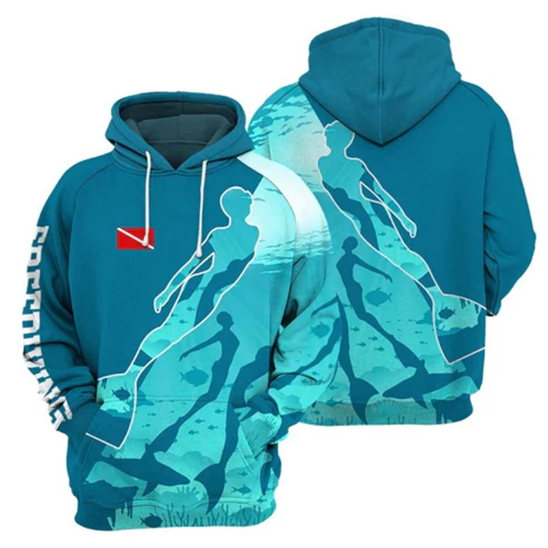 Scuba Diving 3D Print Hoodie Mens Clothing New Spring Fashion Harajuku Pullover Sweatshirt Sports Outdoor Casual Unisex Hoodies