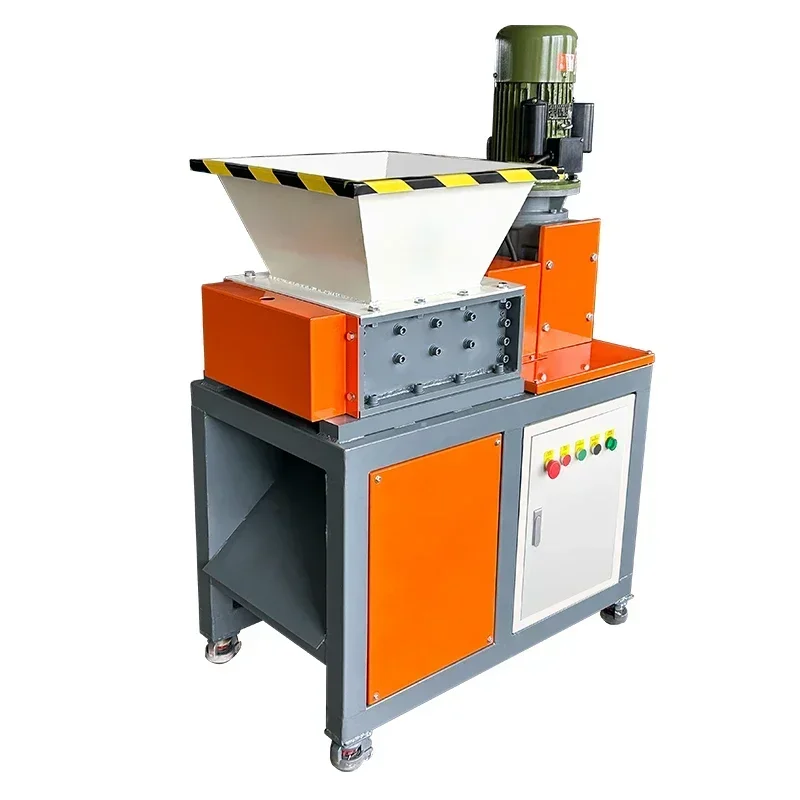 New shredder crushes double-axis plastic tire scrap metal wood straw waste cloth shredder small