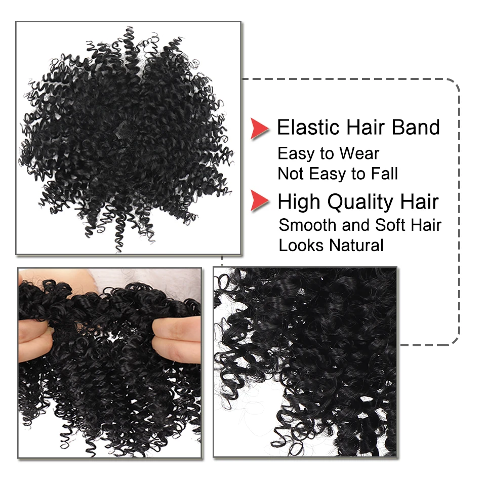 LUPU-Pinzas de moño de pelo rizado Afro sintético para mujer, banda de goma elástica, pelo falso Natural, fibra de alta temperatura