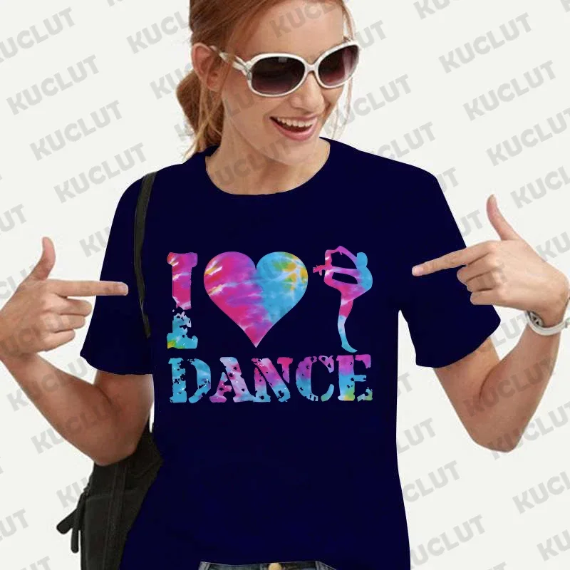 T Shirt Women I Love Dance Blouse Summer Soft Streetwear Harajuku Tees Fashion Print Graphic T-shirts Short Sleeve Y2k Tops