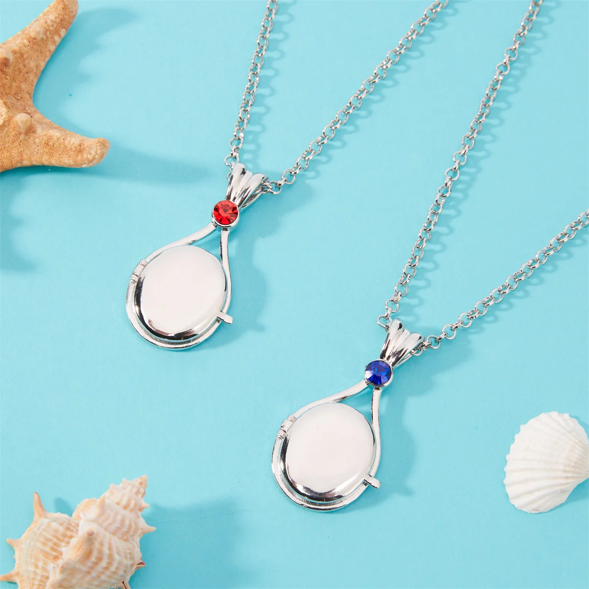 2024 New H2O Locket Necklace Fashion Natural Zircon Silver Plated Copper Pendant Just Add Water Mermaid Sea Shell Jewelry