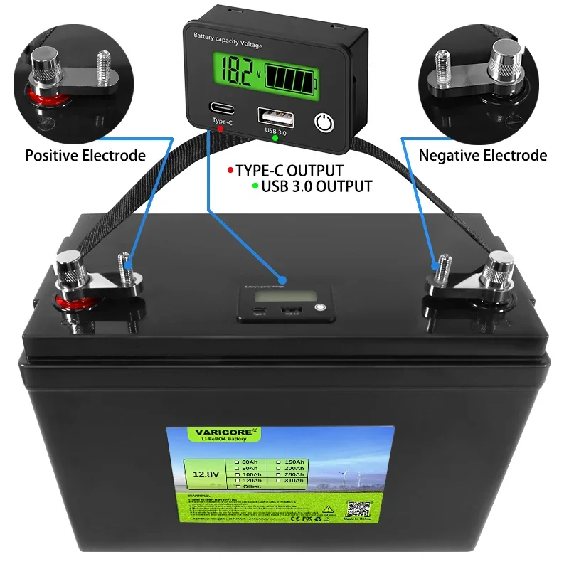 VariCore 24V/29.2v 60Ah 8-strunowa bateria LiFePO4 3.0 wyjście USB typu C do zapalniczki samochodowej akumulatory litowe bezcłowe