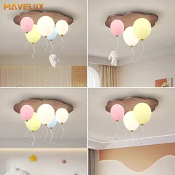 Balloon Light Eye Protection Solid Wood Children's Room Ceiling Light Modern Simple Rabbit Bedroom Decoration Hanging Ball Lamp