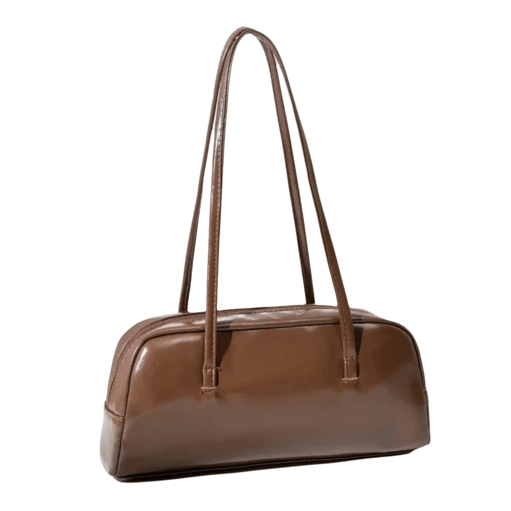 Large-Capacity Boston Underarm Bag PU Leather Fixed Long Strap French Stick Bag Versatile Elegant Single-Shoulder Bag