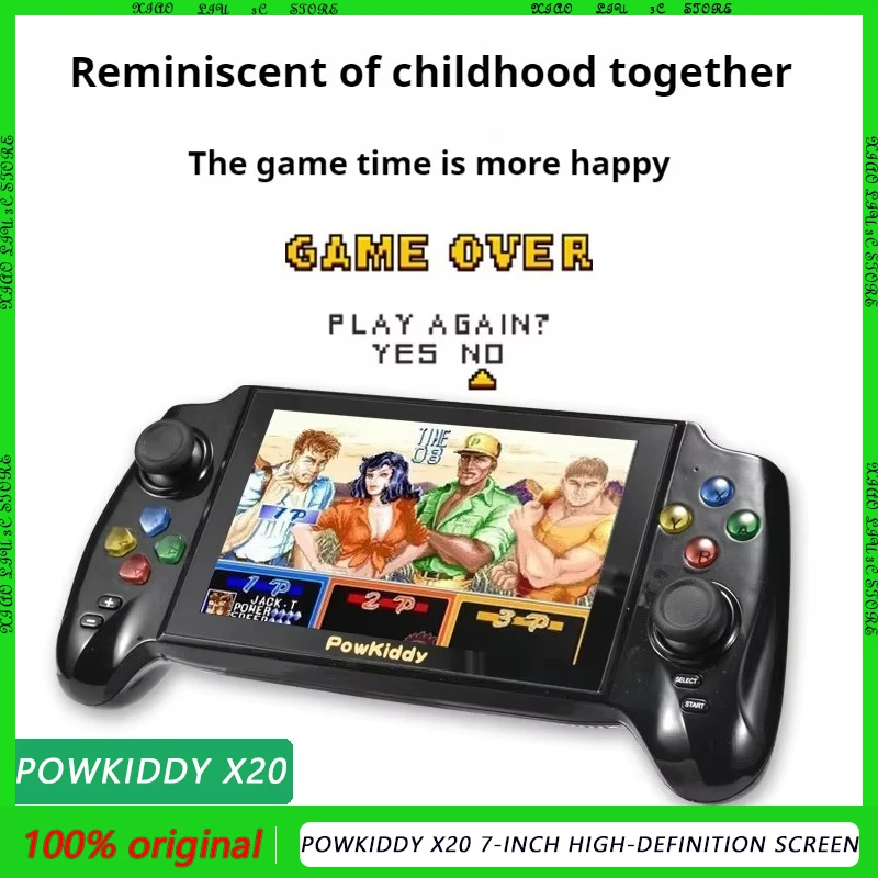 Powkiddy X20 7-inch high-definition screen old arcade PSP dual handheld game console GBA portable children's gifts