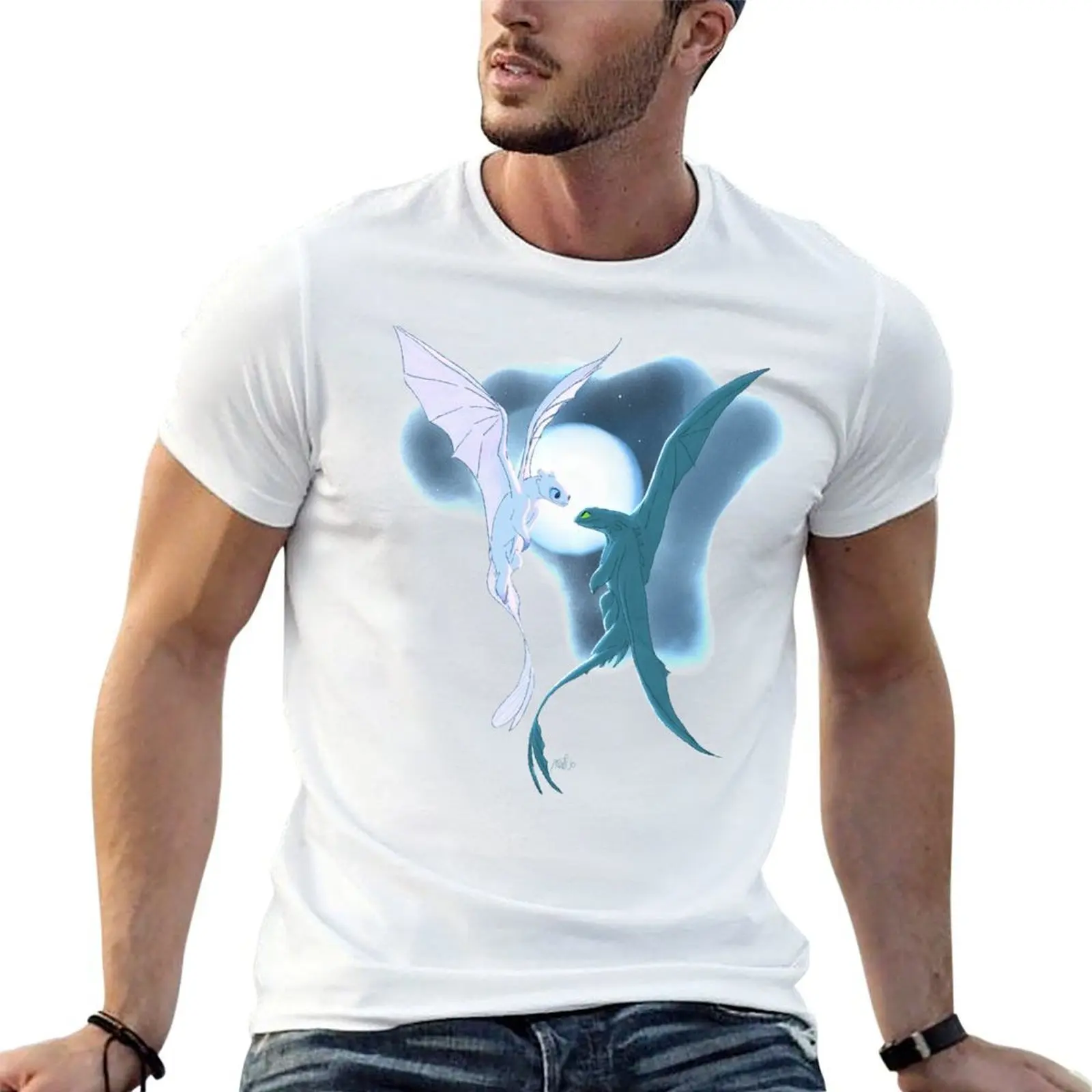 

Light and Nightfury T-Shirt cotton t shirt man t shirts for man graphic funny T-Shirt