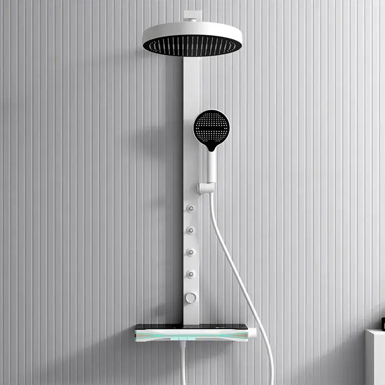 Constant Temperature Cold and Hot Digital Display Piano Key Shower Set Luxury Waterfall Shower Faucet System
