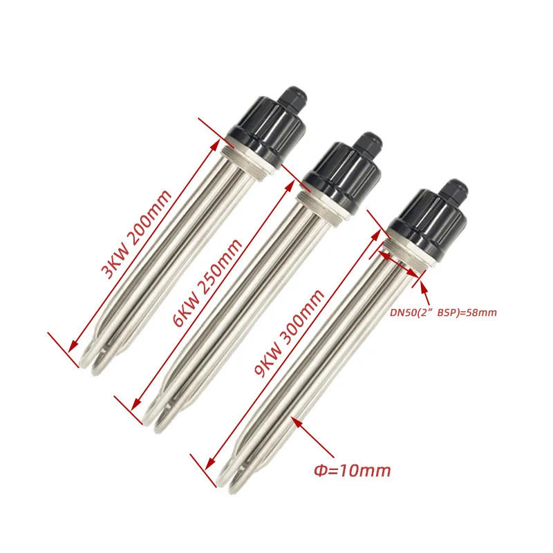 DN40 Электрический резервуарный котел из нержавеющей стали 304, нагреватель 1,5 дюйма, погружной водонагревательный элемент BSP, 3 кВт/4,5 кВт/6 кВт/9 кВт/12 кВт