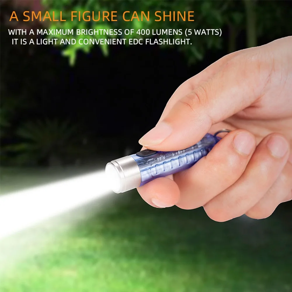 Mini High Bright Cool Noctilucence Small Flashlight USB Emergency keychain light Hiking Fishing Travel Camping Work Magnet Torch