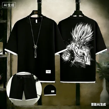 

Мужской комплект из двух предметов с принтом Sanji Black Leg Diable Jambe, футболка из вафельного трикотажа + шорты, спортивный костюм в стиле аниме