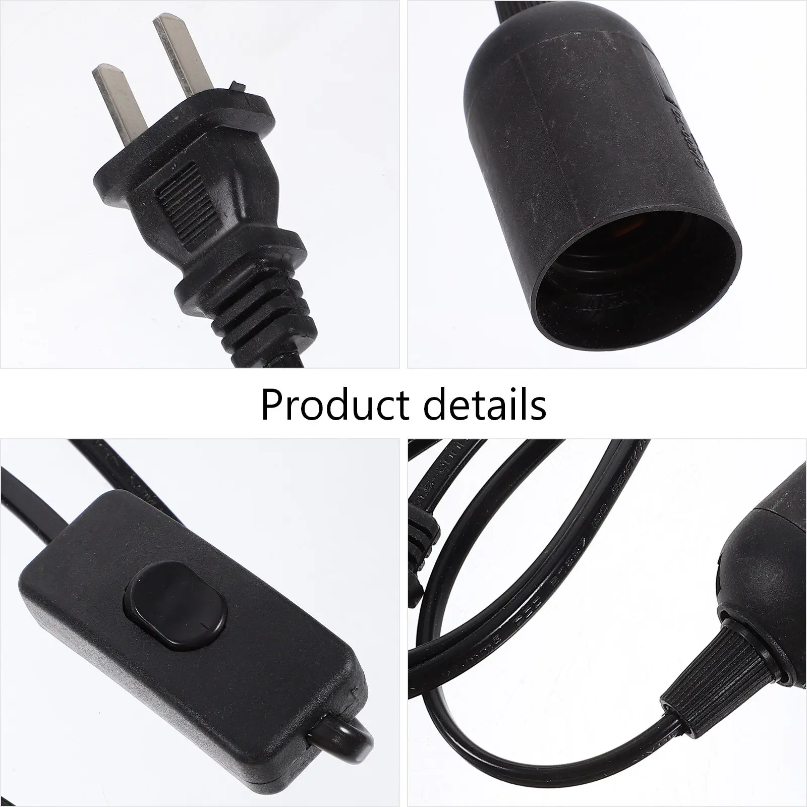 2Pcs Black Pendant Light Socket Plug in Lamp Cord with 6Ft Extension Cable Compatible E26 E27 Socket for Hanging Lights Decor