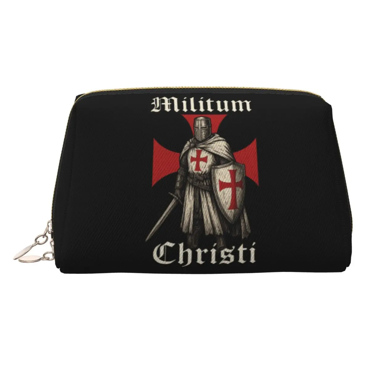 Knights Templar Warrior Of Christ Militum Christi Toiletry Bag for Cosmetic Makeup Organizer Lady Beauty Storage Dopp Kit Box