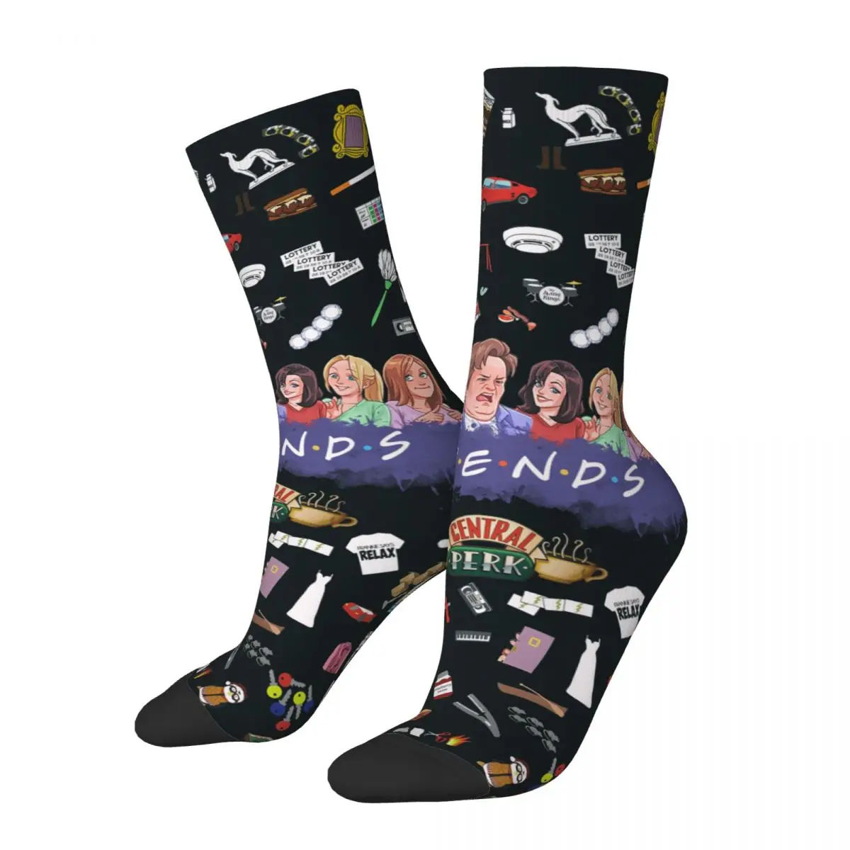 

Winter Warm Cool Men's Women's Cartoon Friends TV Show Socks Central Perk Breathable Basketball Socks