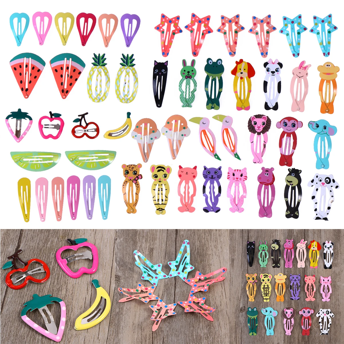 

50pcs Kids Accessories Multi color Girl Hair Clips Pins Slides Bangs Ponytail Hairstyles Easy Wear No Harm Hair