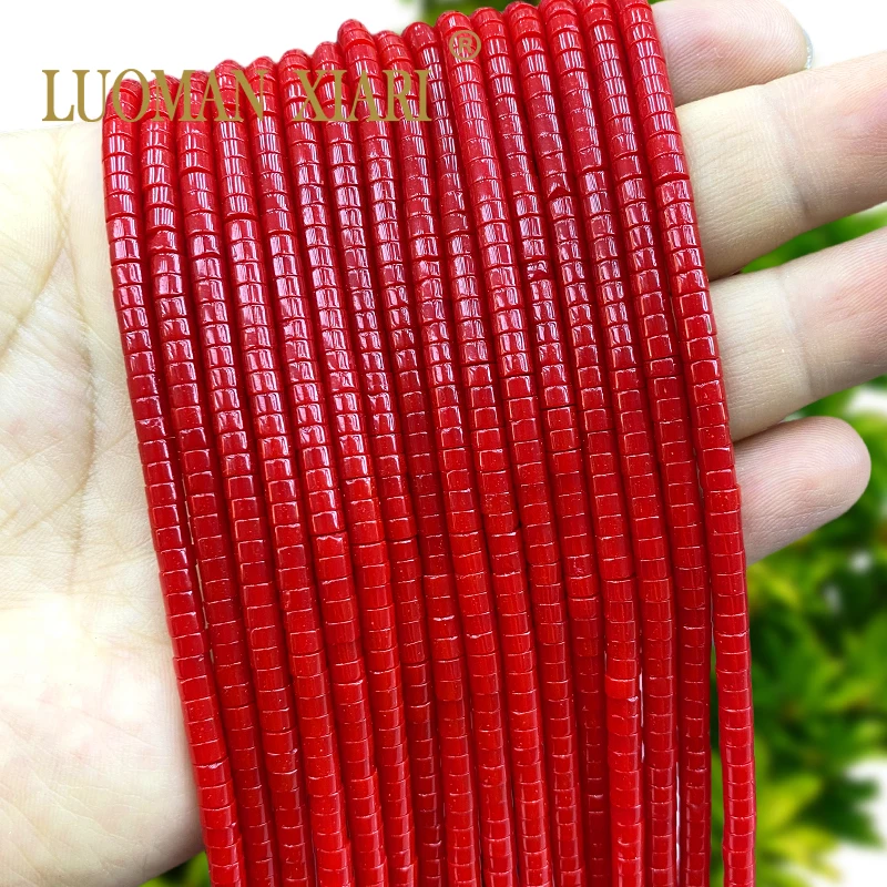 4x2MM Rondelle Naturstein Imitieren Rote Koralle Flache Runde Lose Spacer Perlen für Schmuck Machen Diy Armband zubehör