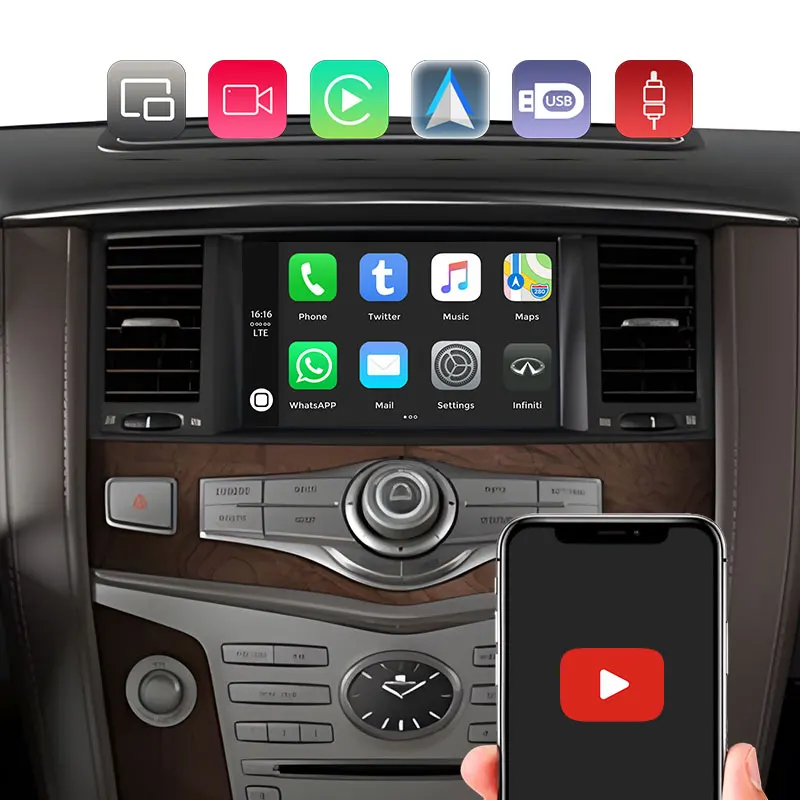 For Infiniti QX50 QX60 QX70 QX80 G25 G35 G37 FX35 FX37 Q70 JX35 M35 Car Original System Wireless CarPlay Android Auto Interface
