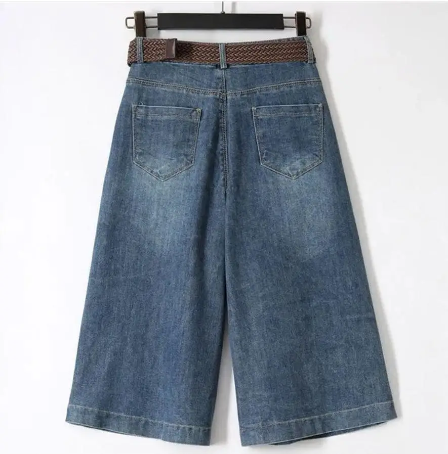 Women's Denim Shorts Spring /Summer Loose Versatile Capris Jeans Harajuku Wide Leg Pants Large Size Korean Casual Pants