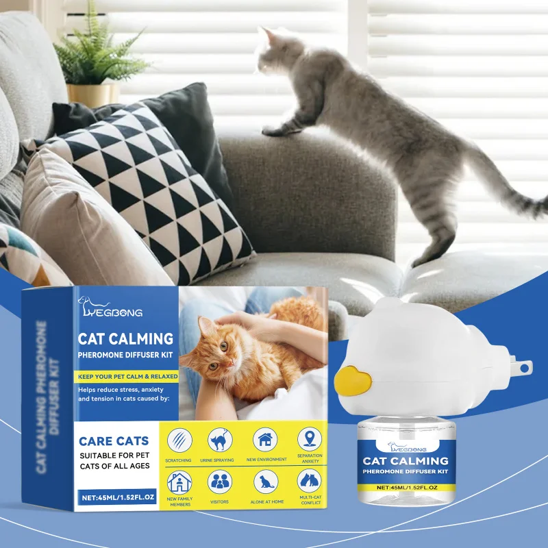

Cat Calming Pheromone Diffuser Kit - Stress Relief For Anxious Cats - Reduce Scratching & Multi-Cat Tension With 45ml Refill