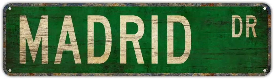 Винтажные декоративные настенные знаки, Мадридский знак, Мадридский подарок, Мадридский посетитель, уличный знак, городская деревенская дорога, настенный подарок, уличный сиг