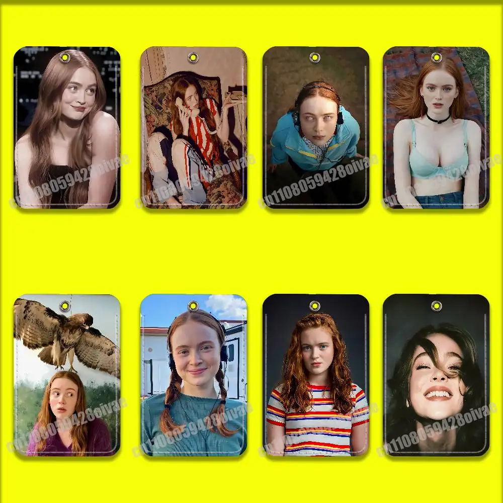 

American Actress S-Sadie Sink For ID Clips Credit Bank Subway Card Holder Sleeve Storage Bag PU Leather Keychain