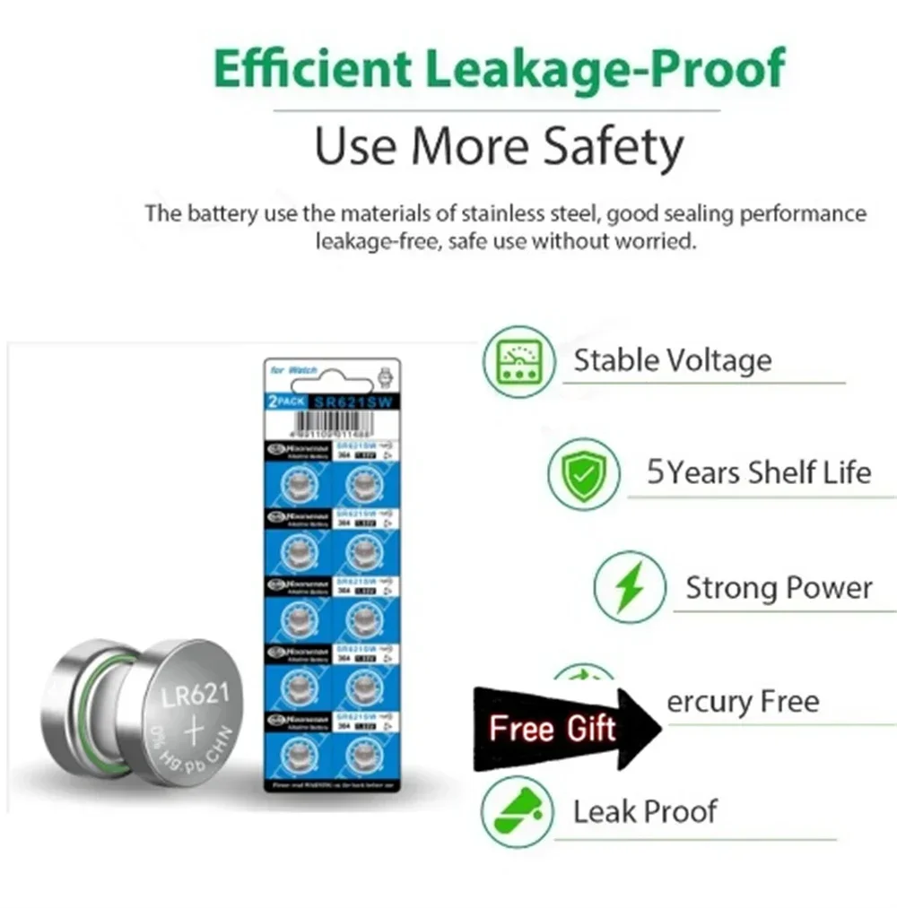 10-50 قطعة AG1 LR621 364 V364 164 531 SR621 SR621SW SR60 CX60 1.55V بطارية قلوية لمشاهدة مفتاح السيارة لعبة عن بعد زر عملة خلية #6