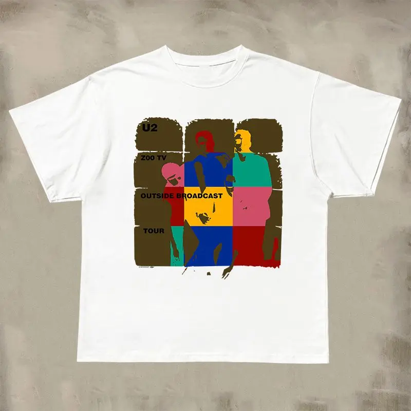 Irlandzkie koszulki z krótkim rękawem z motywem zespołu rockowego U2 dla par, luźne, w stylu retro, idealne na co dzień.