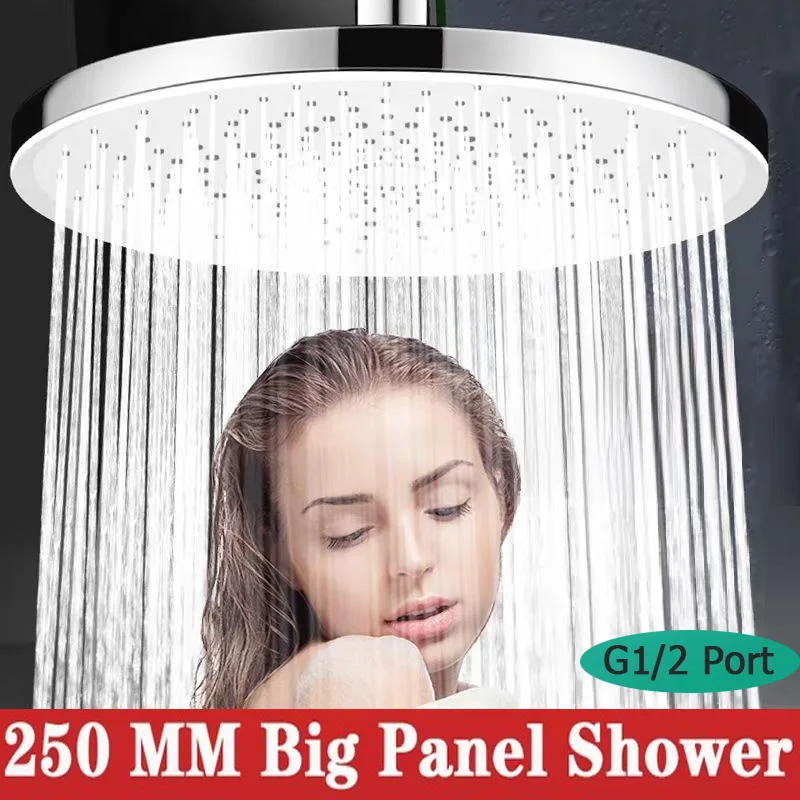 

25 CM Large Flow High Pressure Ceiling Mounted Shower Head 5 Modes Big Panel Spray Nozzle Rainfall Supercharge Shower Accessorie