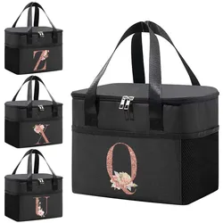 Cooler Bag Lunch Bags Waterproof Oxford Portable Zipper Thermal Bento Bags Print Rose Gold Series Insulated Camping Picnic Bag