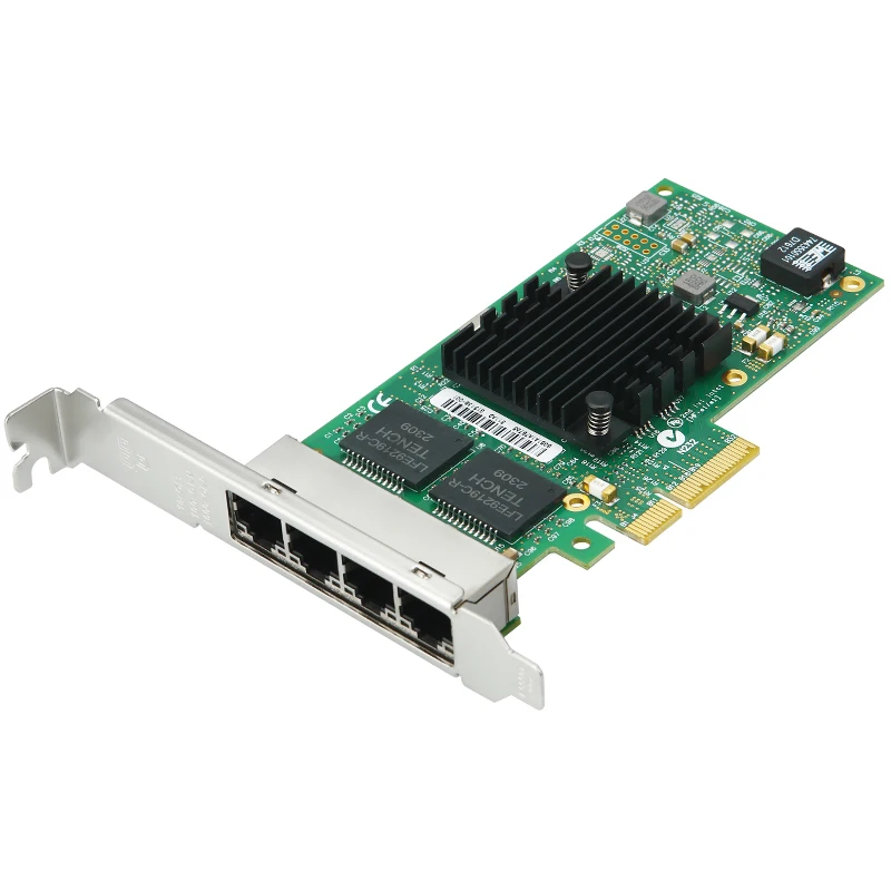 인텔 I350AM4 T4 PCIe x4 4포트 기가비트 이더넷 카드, 포트당 1Gbps, Rj45 플러그 앤 플레이(드라이버 불필요), 자동 웨이크온랜(WOL) 지원