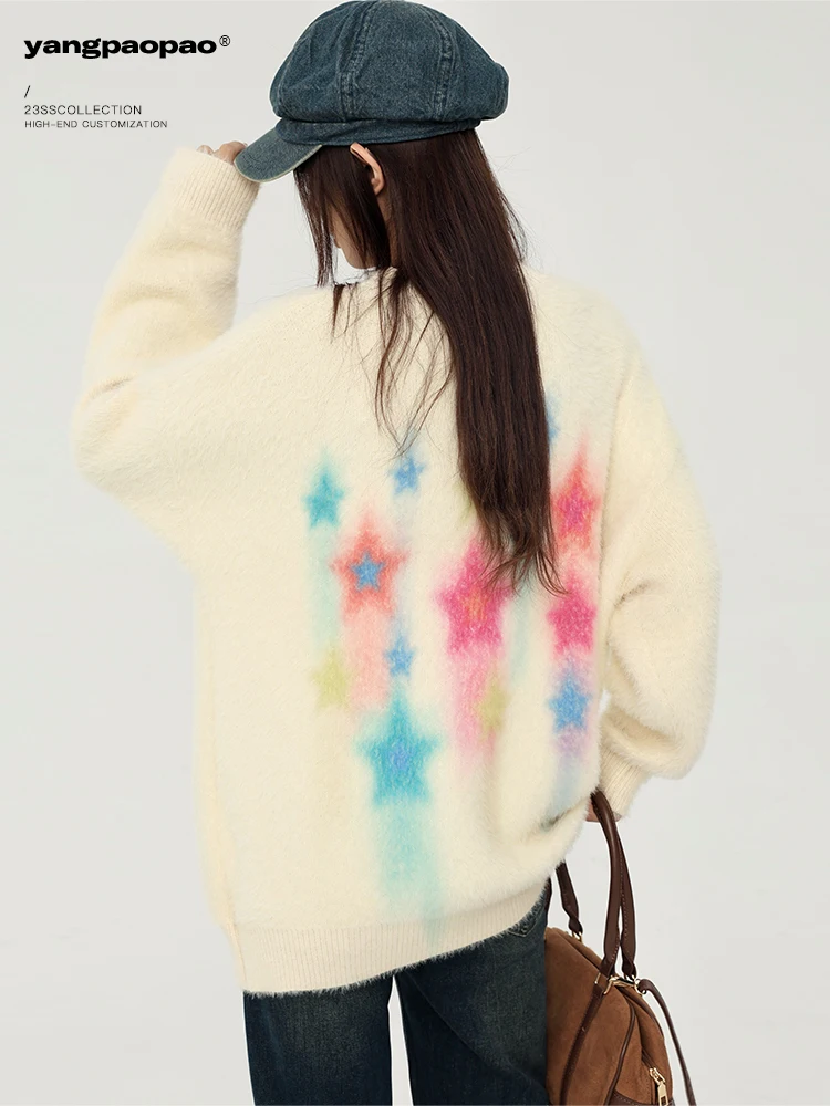 

Color Blo round Ne Sweater Women's Slim Fit Quali Top Yang Bubble Autumn Faion Commute Sle Long Sve Knitted Sweater